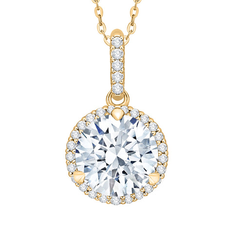 KATARINA 5/8 cttw Lab Grown Diamond Halo Pendant Necklace in 14k Gold