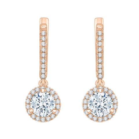 KATARINA 1 1/4 cttw Lab Grown Diamond Halo Huggie Earrings in 14k Gold