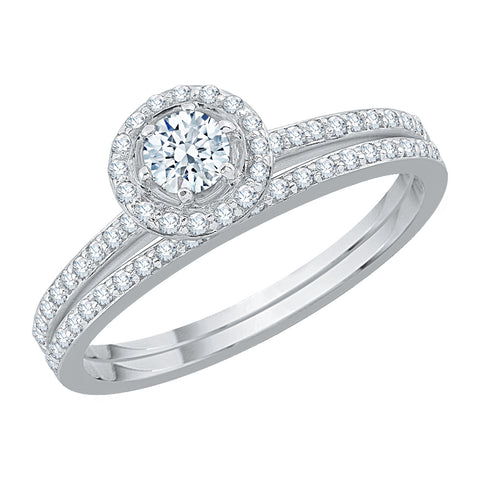 KATARINA 5/8 cttw Lab Grown Diamond Halo Bridal Set in 14k Gold