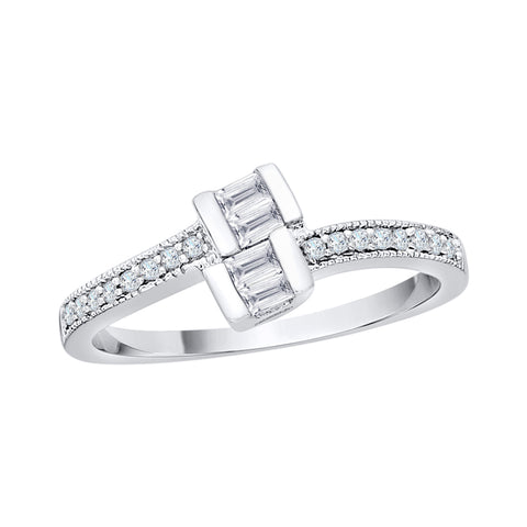 KATARINA 1/4 cttw Round and Baguette Cut Diamond Fashion Ring