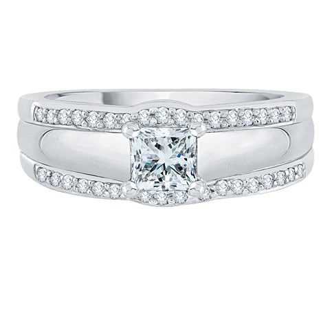 KATARINA Round and Princess Cut Diamond Bridal Set (2/3 cttw, J-K , SI2-I1)