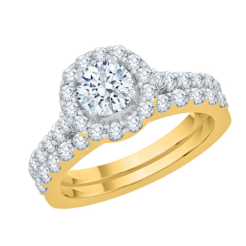 KATARINA 1 1/6 cttw Diamond Halo Bridal Set