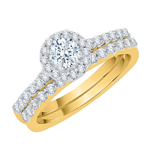 KATARINA 1 1/4 cttw Diamond Halo Bridal Set