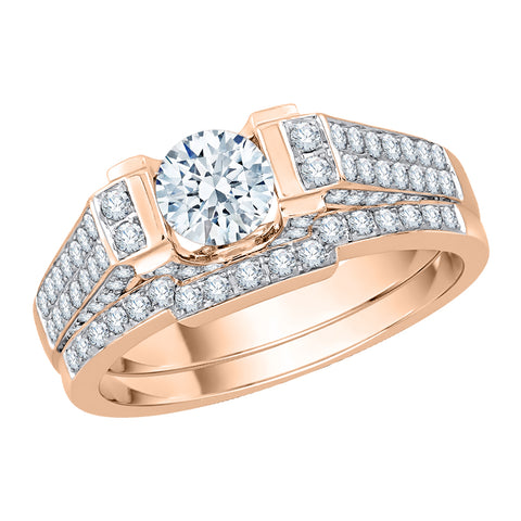 KATARINA 1 1/3 cttw Multi-row Diamond Solitaire Bridal Set