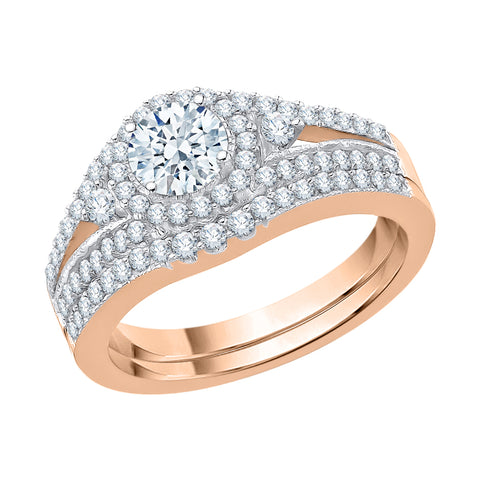 KATARINA 7/8 cttw Diamond Halo Bridal Set