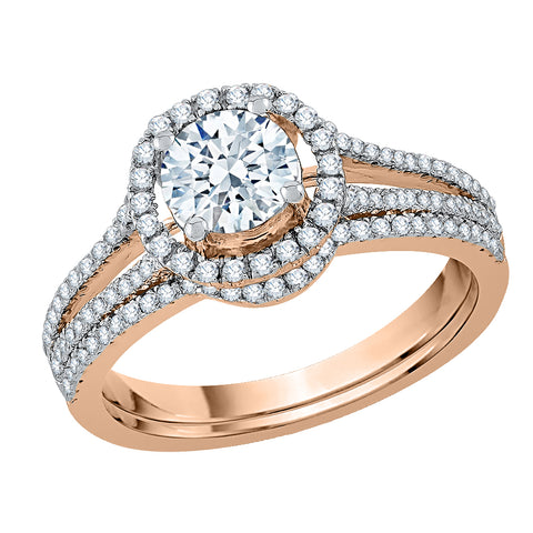 KATARINA 1 1/6 cttw Diamond Halo Bridal Set