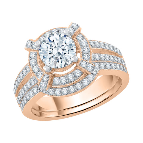 KATARINA 1 1/2 cttw Diamond Halo Bridal Set