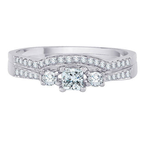KATARINA 1/3 cttw Round and Princess Cut Diamond Bridal Set