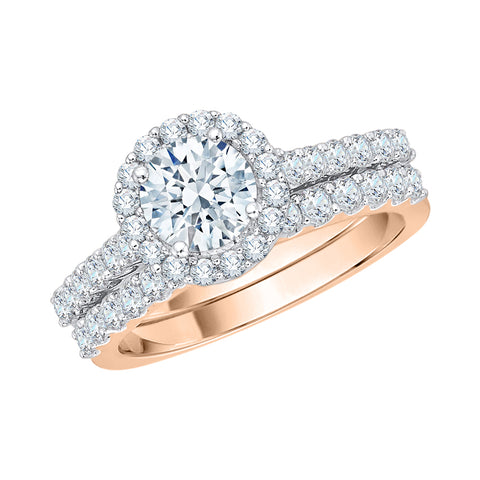 KATARINA 1 7/8 cttw Diamond Halo Bridal Set