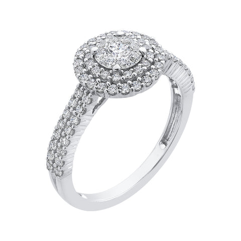 KATARINA Diamond Double Halo Cluster Floral Bridal Set (3/4 cttw)