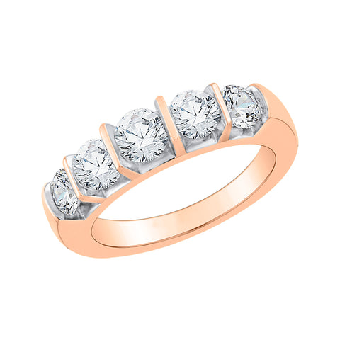 KATARINA Channel Set Diamond Five Stone Wedding Band (1 1/2 cttw)