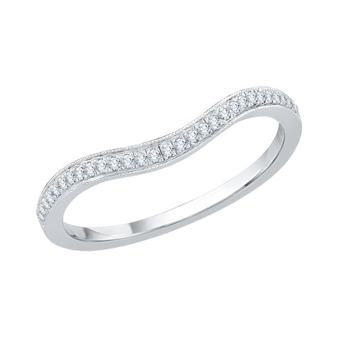 KATARINA Diamond Curved Milgrain Edged Wedding Band (1/8 cttw)