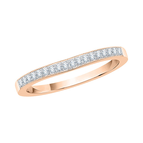 KATARINA Prong set Diamond Milgrain Edged Wedding Band (1/10 cttw)