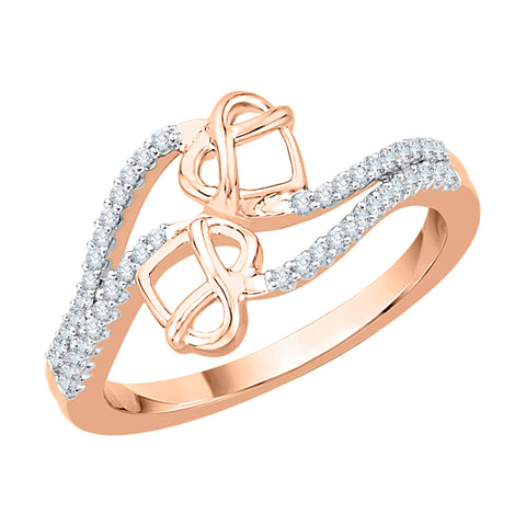 KATARINA Diamond Twin Heart Split Shank Bypass Promise Ring (1/5 cttw)