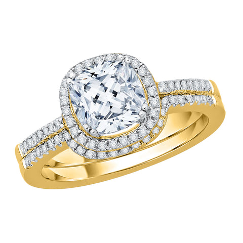 KATARINA Cushion Cut and Round Diamond Bridal Set (1 3/8 cttw, J-K, SI2-I1)