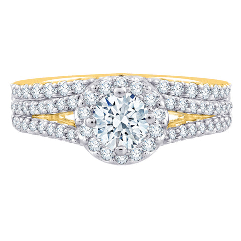 KATARINA Diamond Euro Style Split Shank Halo Bridal Set (1 cttw, J-K, SI2-I1)