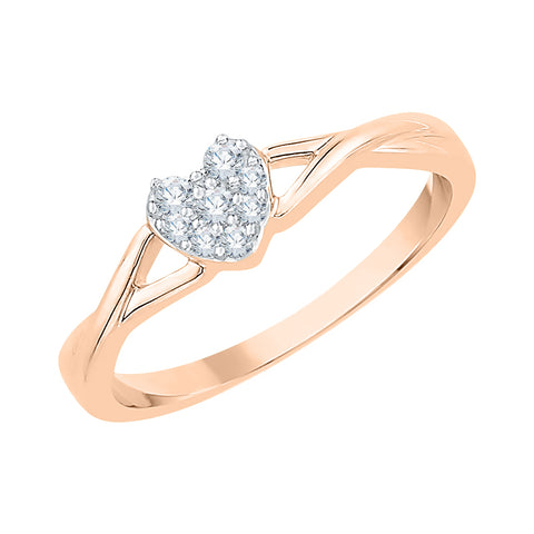 KATARINA Diamond Twisted Split Shank Cluster Heart Ring (1/10 cttw, J-K, SI2-I1)