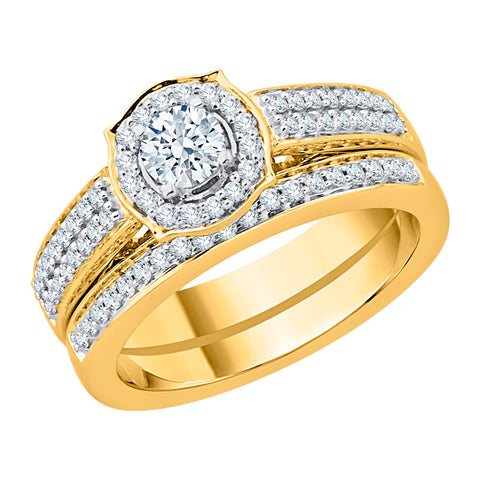 KATARINA 2/3 cttw Diamond Pave Set Halo Bridal Set