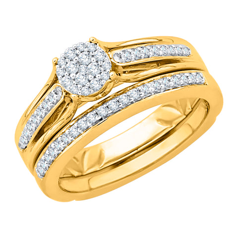 KATARINA 1/3 cttw Diamond Split Shank Cluster Halo Bridal Set