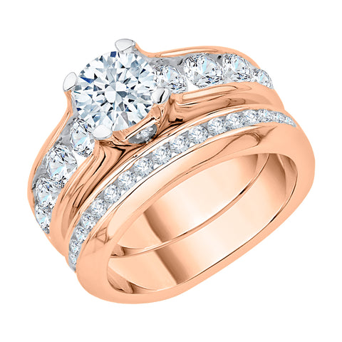 KATARINA 2 1/2 cttw Diamond Bezel Set Solitaire Bridal Set