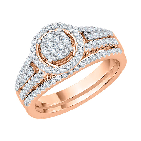 KATARINA 5/8 cttw Diamond Split Shank Halo Cluster Bridal Set