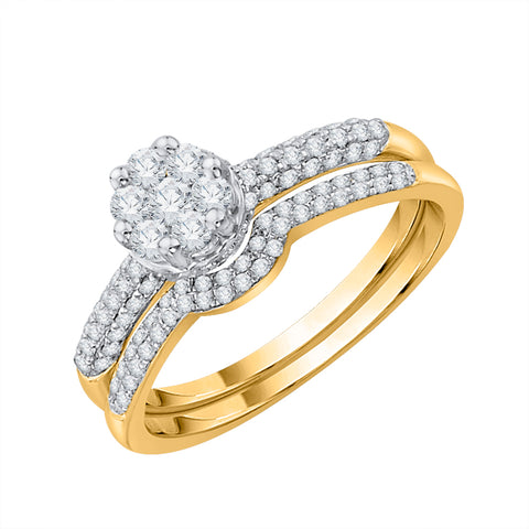 KATARINA 1/2 cttw Diamond Pave Set Cluster Bridal Set