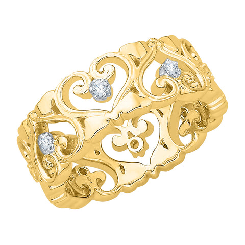 KATARINA 1/6 cttw Diamond Filigree Heart Ring