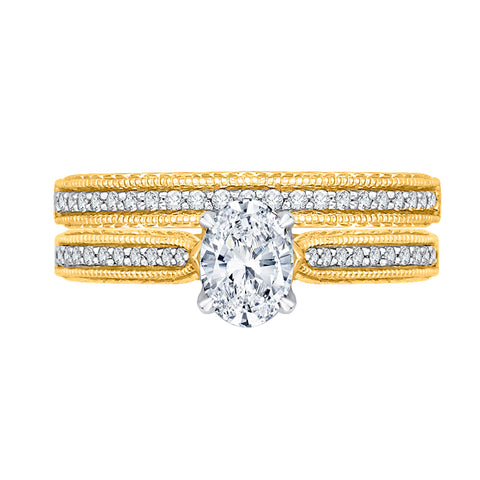 KATARINA 1 cttw Oval Cut and Round Diamond Filigree Solitaire Bridal Set