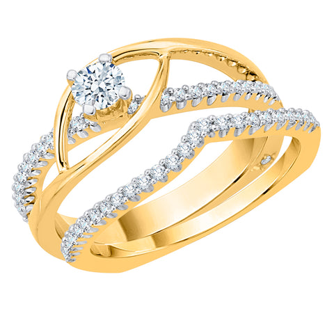 KATARINA 1/2 cttw Diamond Euro Style Bypass Solitaire Bridal Set