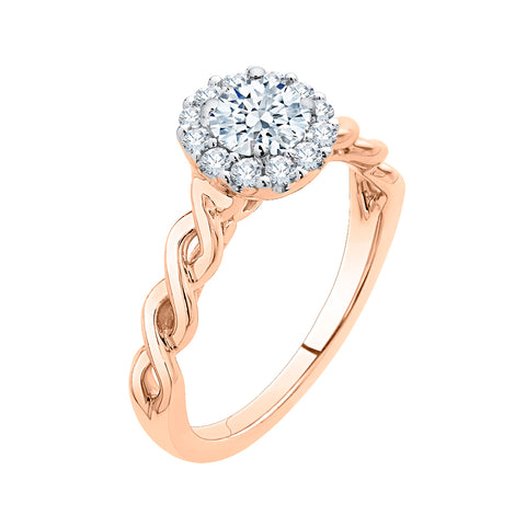KATARINA 3/4 cttw Diamond Twisted Shank Infinity Halo Ring