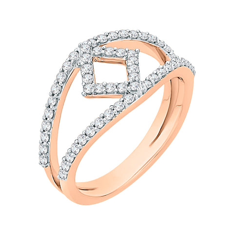KATARINA 3/8 cttw Diamond Split Shank Curved Fashion Ring