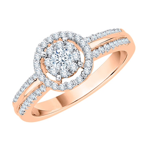 KATARINA 3/8 cttw Diamond Two Row Double Halo Ring