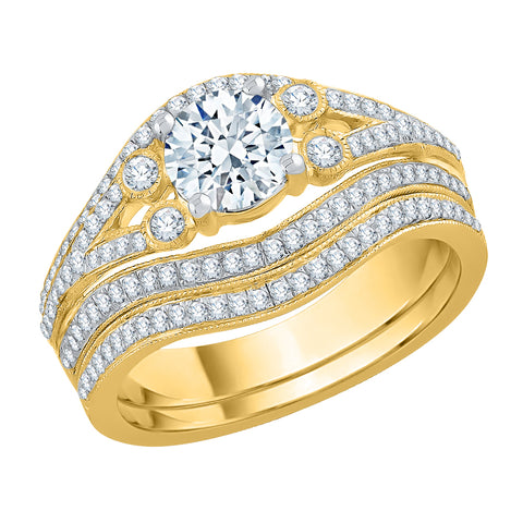 KATARINA 1 1/3 cttw Diamond Split Shank Curved Bridal Set