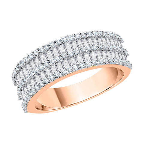 KATARINA 1 cttw Round and Baguette Cut Diamond Multirow Ring