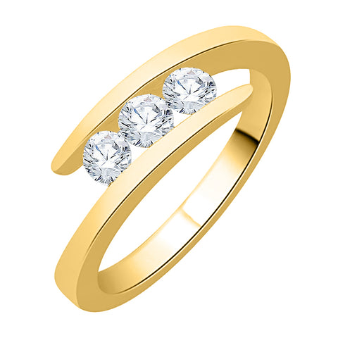 KATARINA 1/2 cttw Three Stone Diamond Bypass Ring