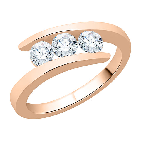 KATARINA 1 cttw Three Stone Diamond Bypass Ring