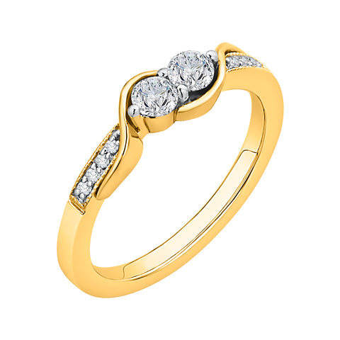 KATARINA 1/3 cttw Diamond Bypass Curved Promise Ring