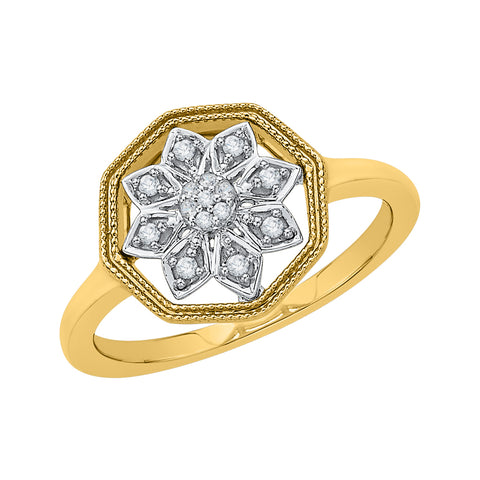 KATARINA 1/10 cttw Diamond Flower Cluster Octagon Ring