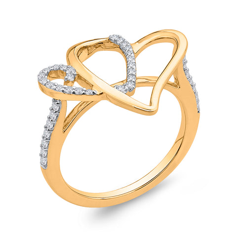 KATARINA 1/5 cttw Diamond Intertwined Heart Ring