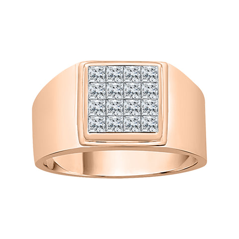 KATARINA 1 cttw Princess Cut Diamond Channel Set Cluster Men's Ring