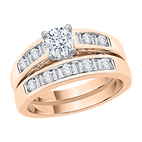 KATARINA 5/8 cttw Round and Baguette Cut Diamond Solitaire Bridal Set