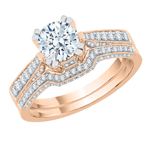 KATARINA 2 cttw Diamond Curved Solitaire Bridal Set