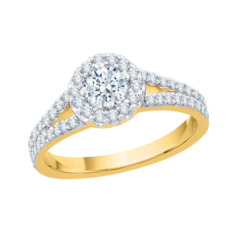 KATARINA 1 cttw Diamond Split Shank Halo Solitaire Bridal Set