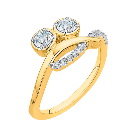KATARINA 5/8 cttw Diamond Curved Bypass Fashion Ring