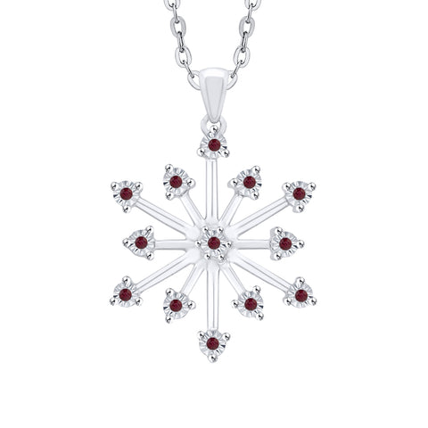KATARINA 1/20 cttw Natural Gemstone Miracle Plate Snowflake Pendant Necklace
