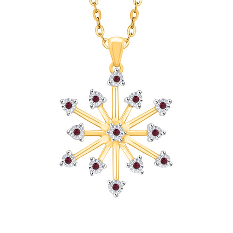 KATARINA 1/20 cttw Natural Gemstone Miracle Plate Snowflake Pendant Necklace