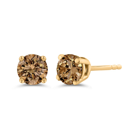 KATARINA 1/2 cttw Brown Champagne Diamond Earring Studs