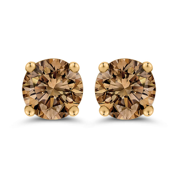 KATARINA 1/2 cttw Brown Champagne Diamond Earring Studs
