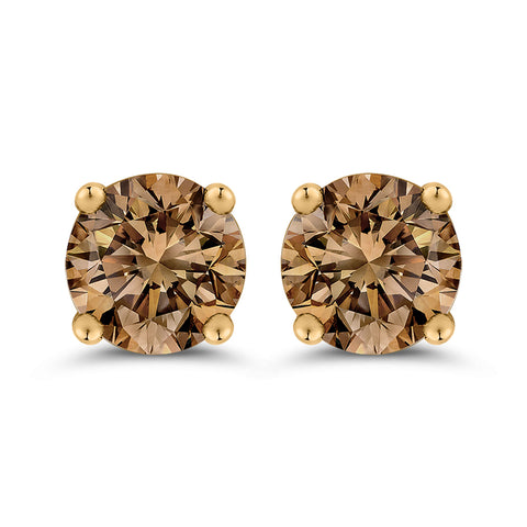 KATARINA 1/2 cttw Brown Champagne Diamond Earring Studs
