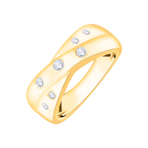 KATARINA Bezel Set Diamond Criss Cross Fashion Ring (1/5 cttw)